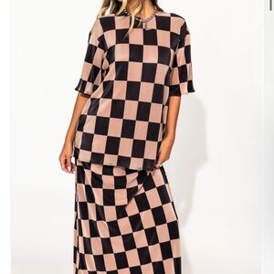 Lala check shirt and skirt set